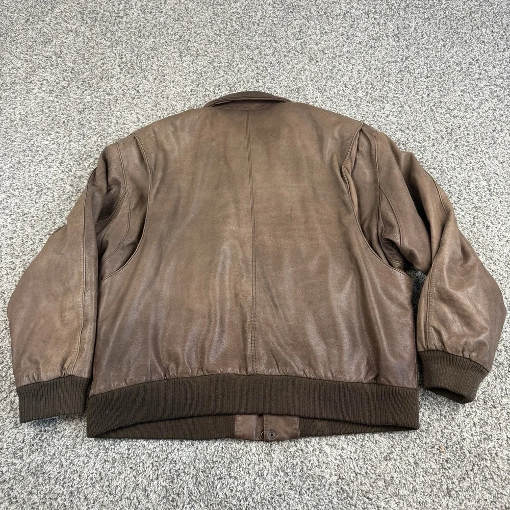 VTG Roundtree & Yorke Leather Bomber Jacket Mens L Aviator A2 Flight Distressed